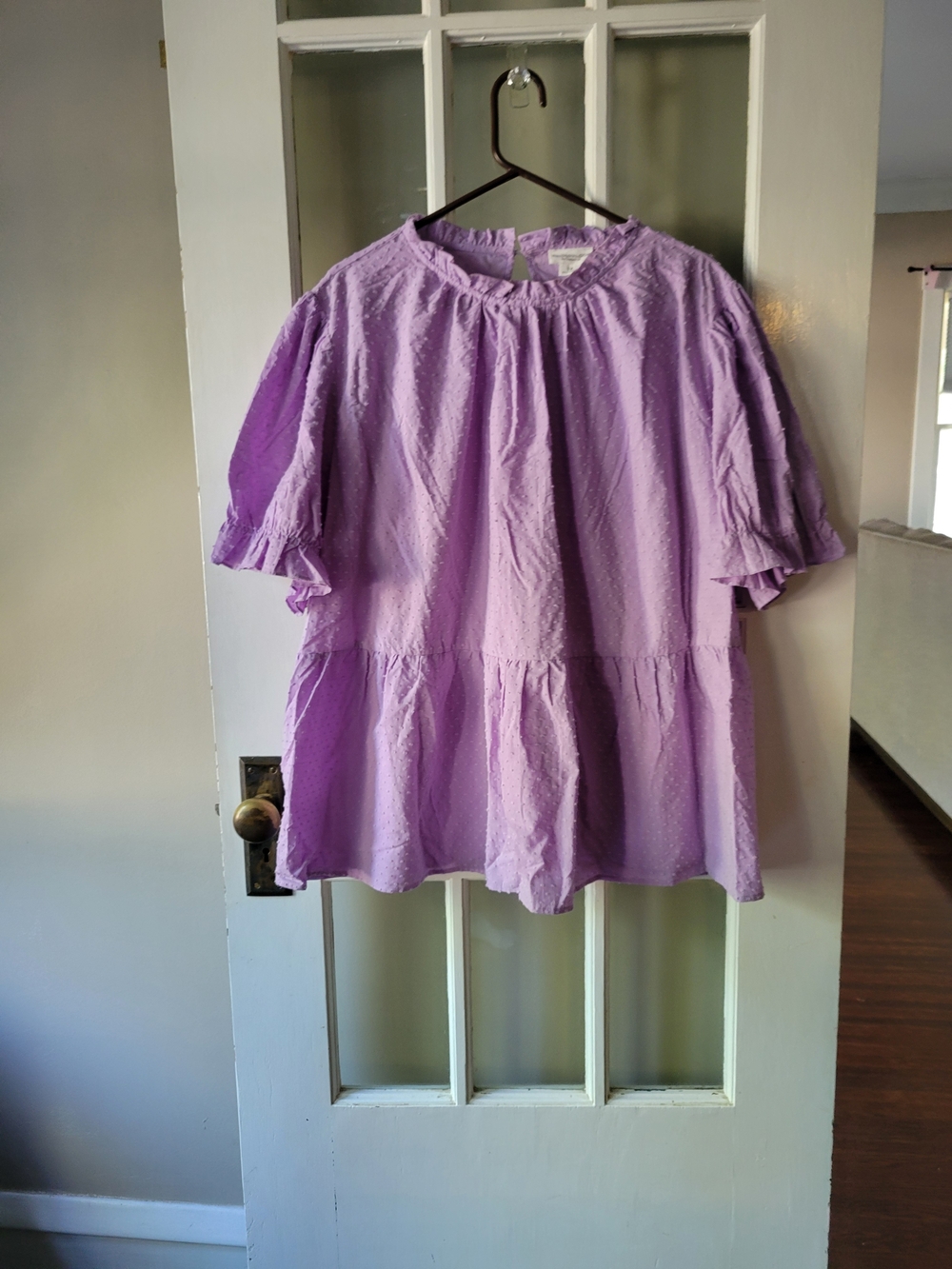Chicsoul Babydoll Top 3X Lilac Ruffle Sleeve Casual Business Church Wear